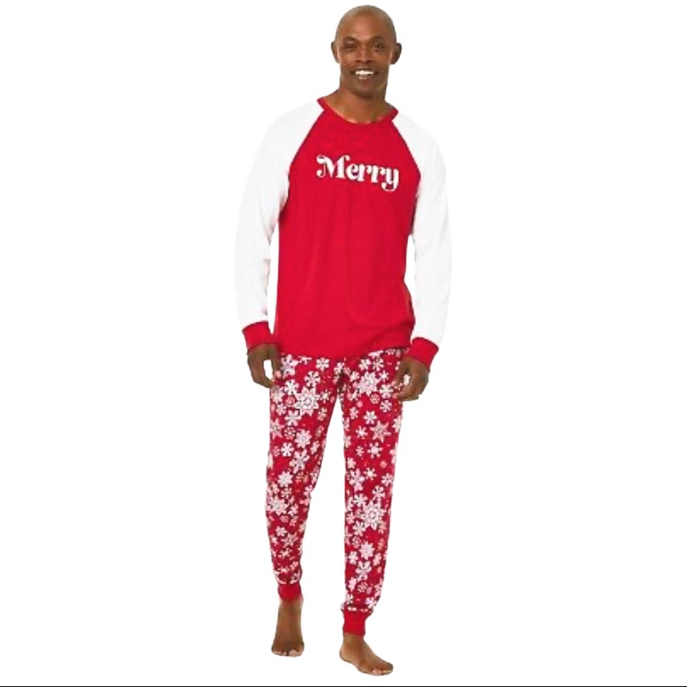 Macy's Family Pajamas Christmas Merry Snow Print Men’s New